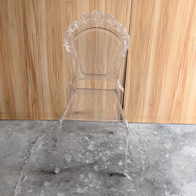 New acrylic crystal princess chair, transparent queen chair, integrated PC bamboo chair, supplied by manufacturer