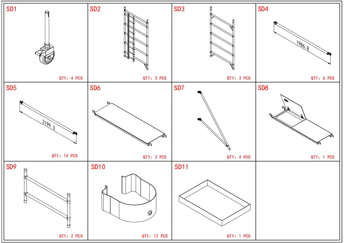 aluminum scaffolding step 1