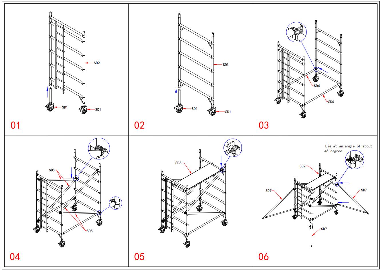 aluminum scaffolding step 2