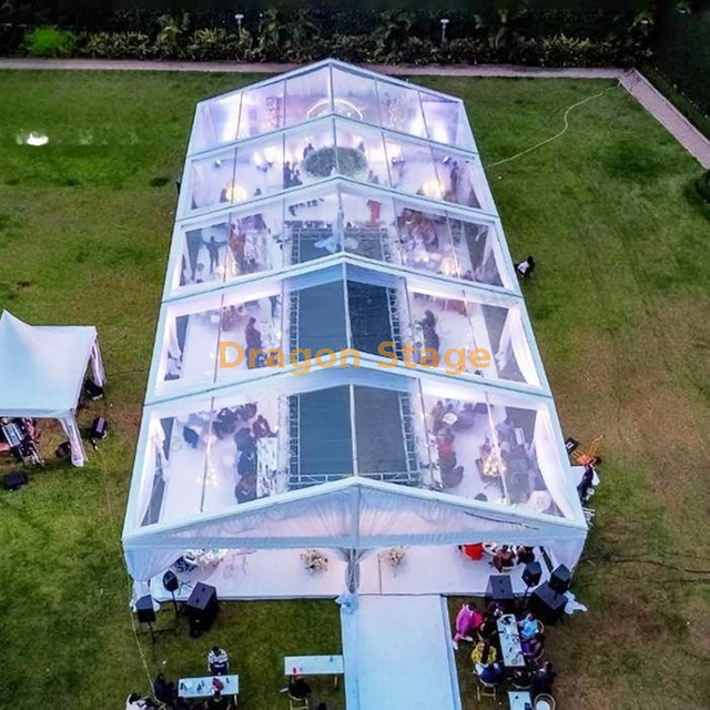 10x25m Transparent Wedding Party Tent 150 Seaters Capacity Anniversary Celebration Banquet Hall