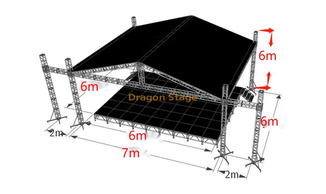 Aluminum Pitched Roof Truss 7x6x6m