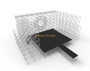 12x10m Ringlock Concert Stage with 2x6m Runway, LED Side Structures and 400mm Circular Truss