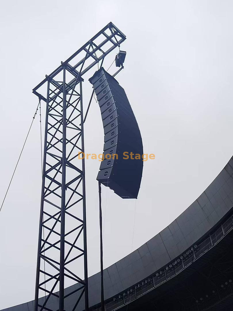 sound tower black paint 1x1m pillar with 1x1.8m hanging arm