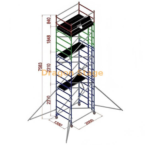 1.35x2x7.53m Standard Silver Aluminium Scaffolding with Ladders