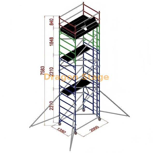 1.35x2x7.53m Standard Silver Aluminium Scaffolding with Ladders
