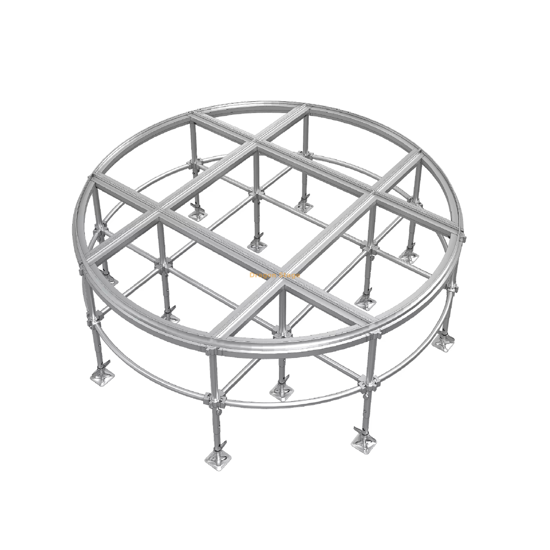 2.44m Round Portable Stage - Adjustable Height 0.4-0.8m Aluminum Alloy Event Platform