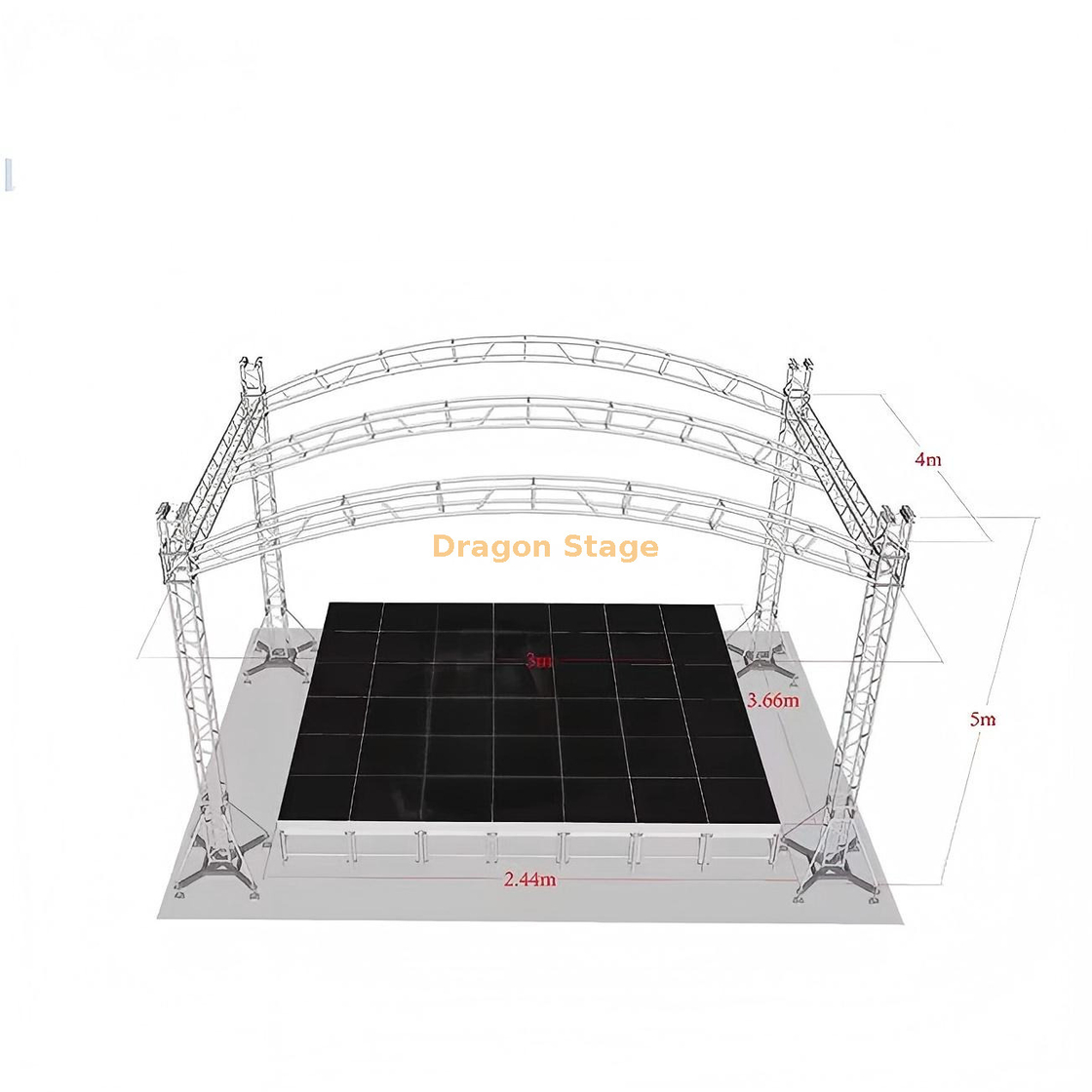 8x4x5m Aluminum Curved Roof Stage Truss System - 5m High Mobile Lighting Rig
