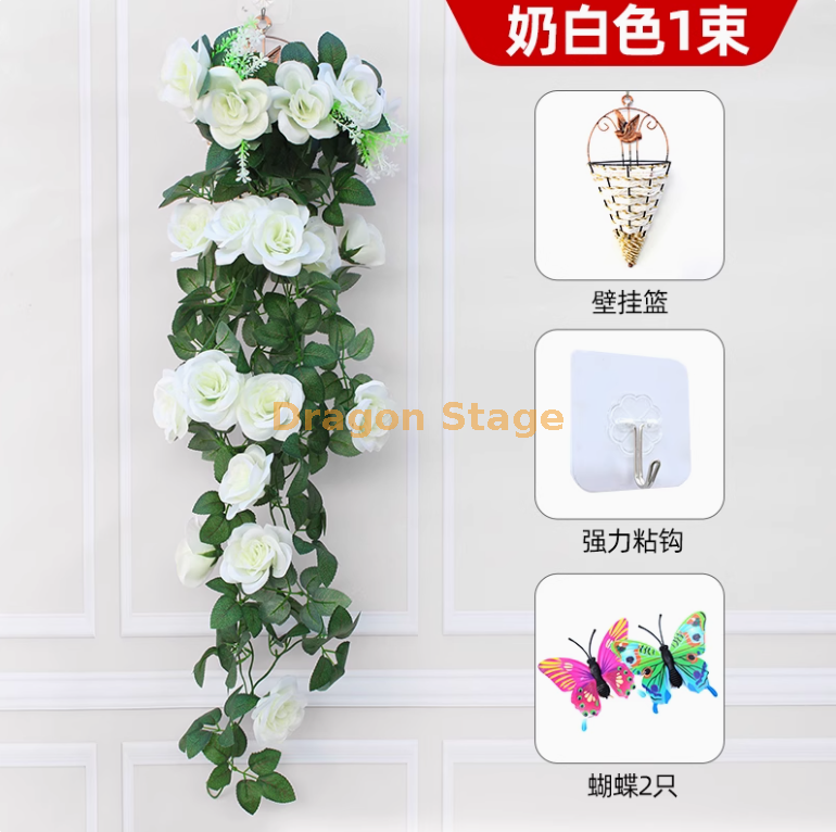 白色 1玫瑰送花篮粘钩