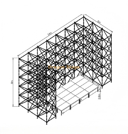 14x6x8m Ringlock Truss Wall with 8x4m Aluminum Quick Stage and 2 Stairs