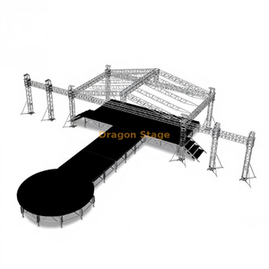 Square Aluminum Church Lighting Truss 14x12x6m with Wings of Led Screen 7m And Line Array 3m
