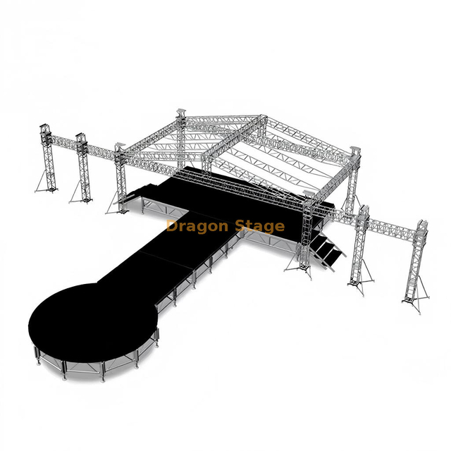 Square Aluminum Church Lighting Truss 14x12x6m with Wings of Led Screen 7m And Line Array 3m