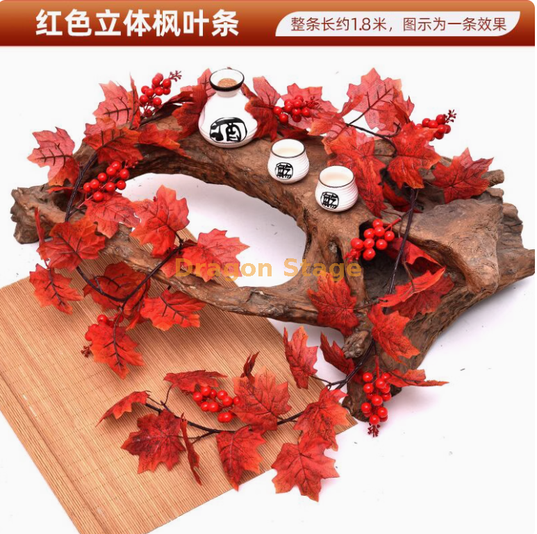 新款红色枫叶藤条1条-发财红果