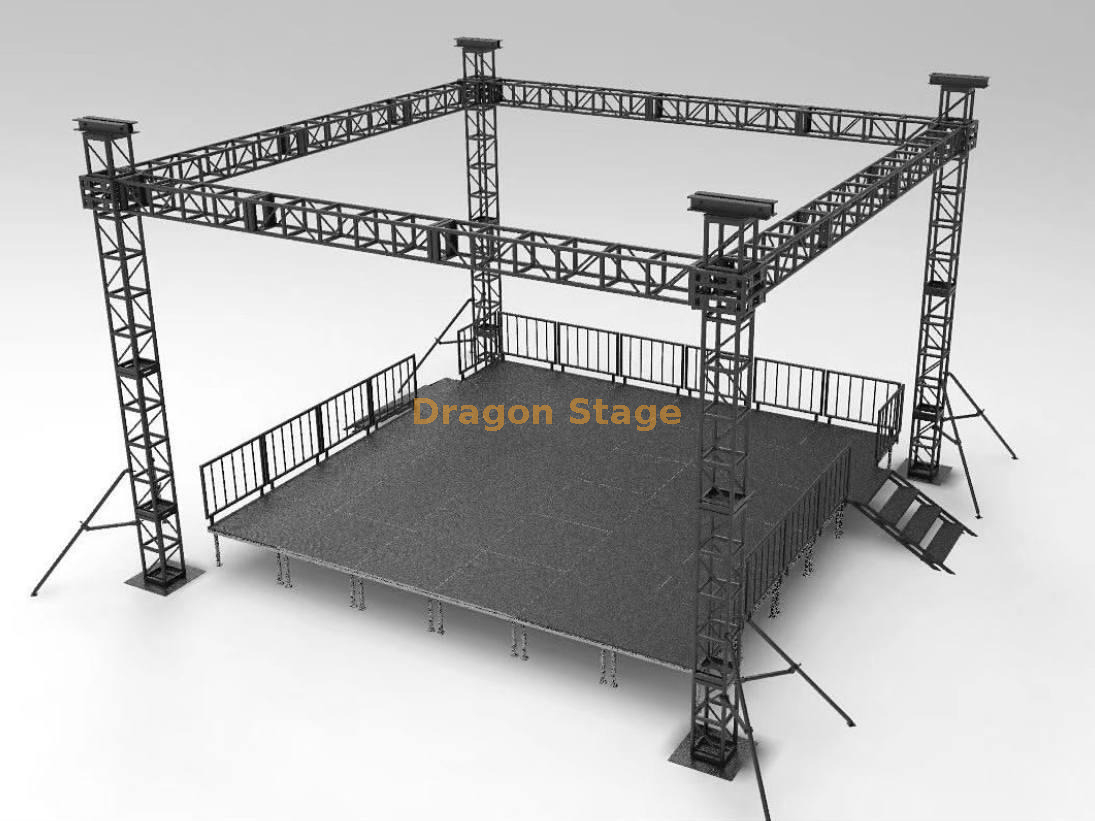 300x300mm Black Aluminum Bolt Truss Stage for Wedding 7x7x6m