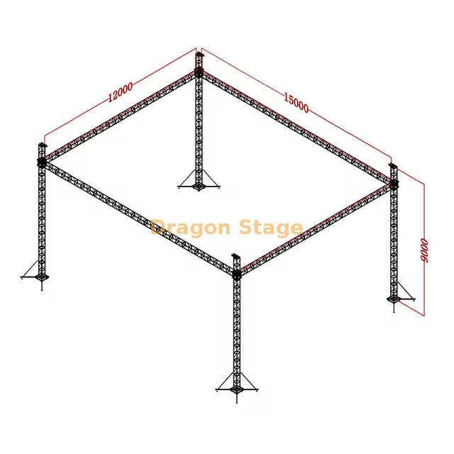 15x12x9m Professional Aluminum Ground Support Lighting Truss (9m Height)