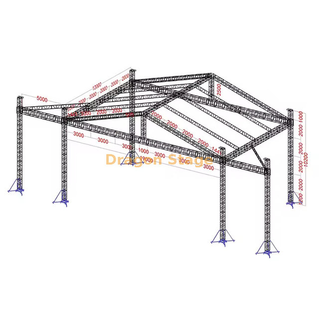 19x12x10m Professional Concert Roof with 5m LED Wings