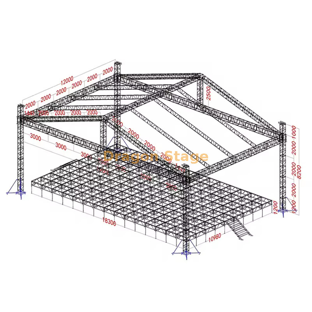 19x12x8m 4-Pillar Bolt Square Truss Aluminium Roof Truss