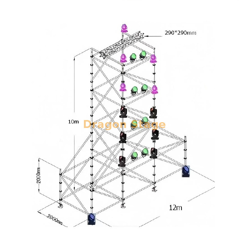 12m Professional Steel All-Around Concert Scaffolding System
