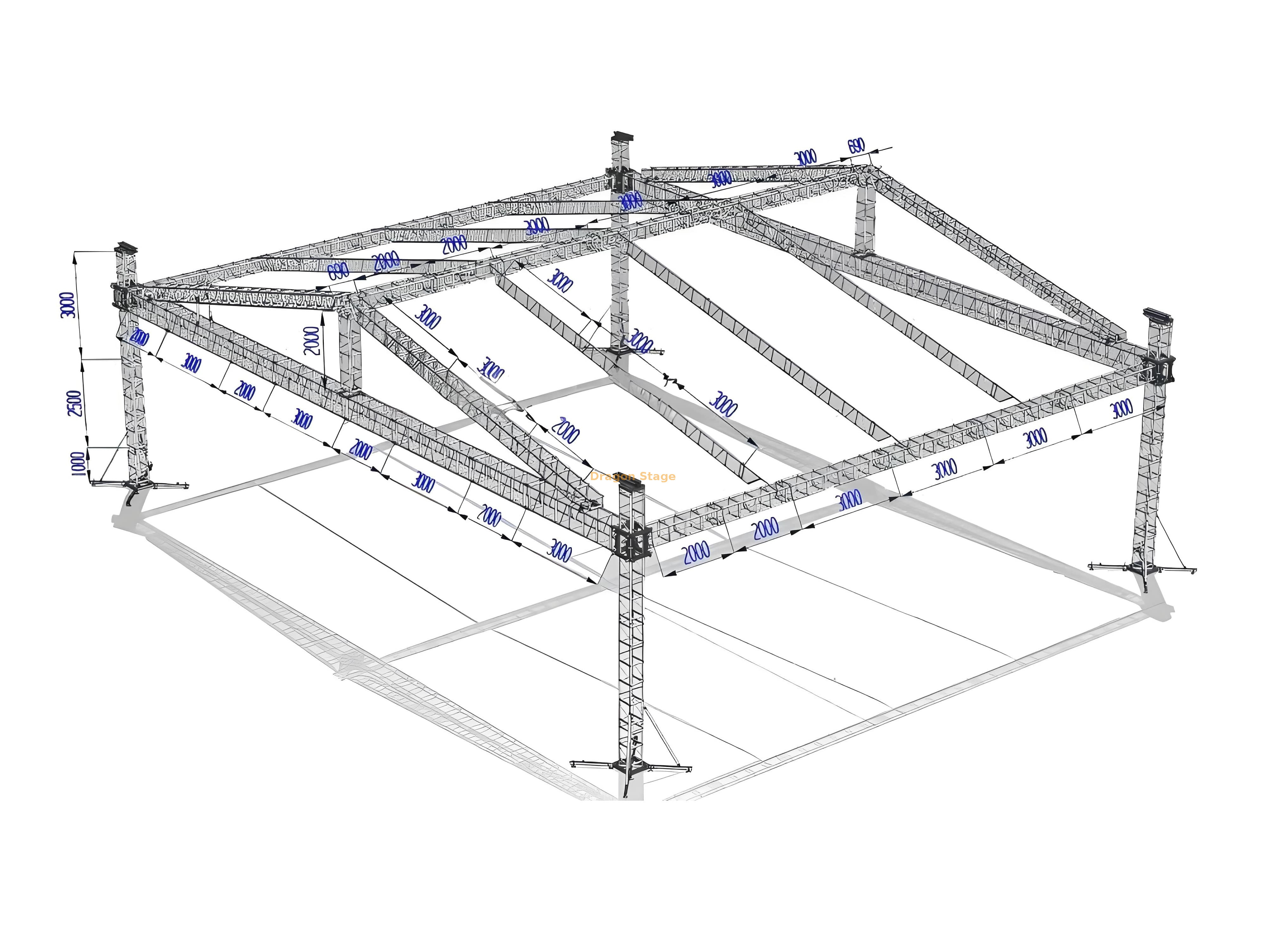 Outdoor Concert Stage Aluminum Box Truss System 20x16x6.5m