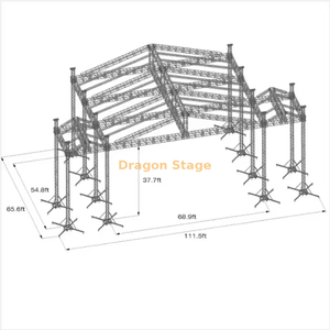 21x21x12m Aluminum Outdoor Megastage Truss System with PA & LED Wings