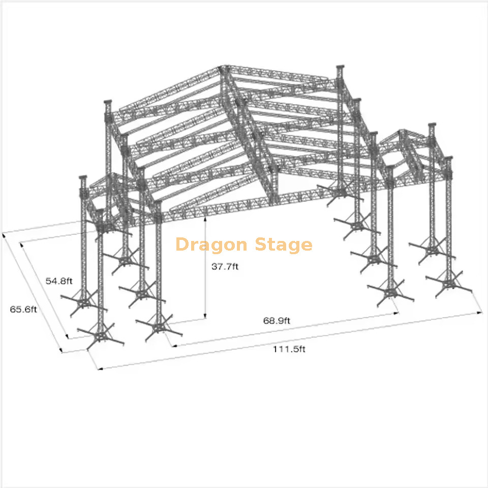 21x21x12m Aluminum Outdoor Megastage Truss System with PA & LED Wings