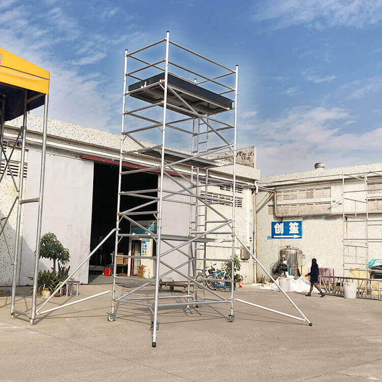 frame double scaffolding with climbing ladder