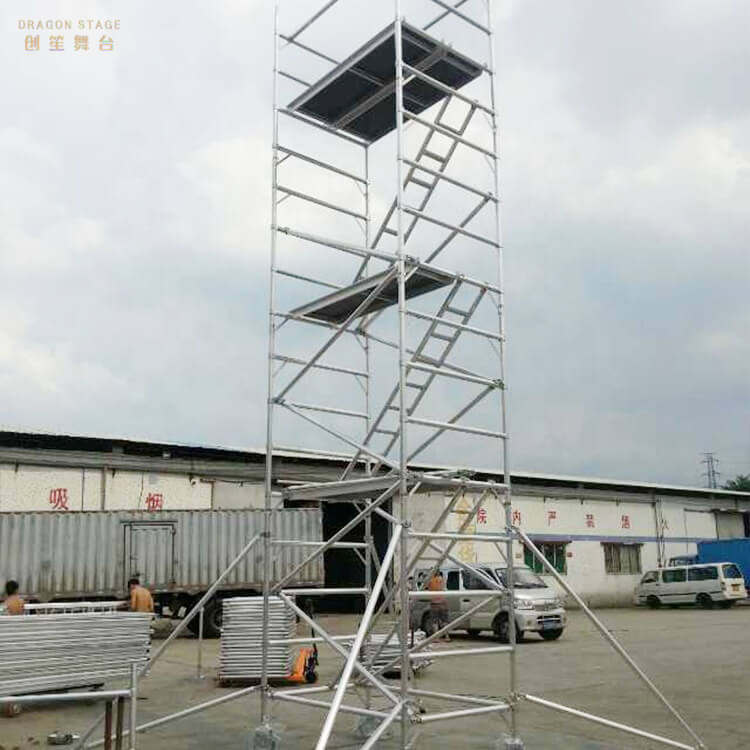 mobile construction double scaffolding with step ladder