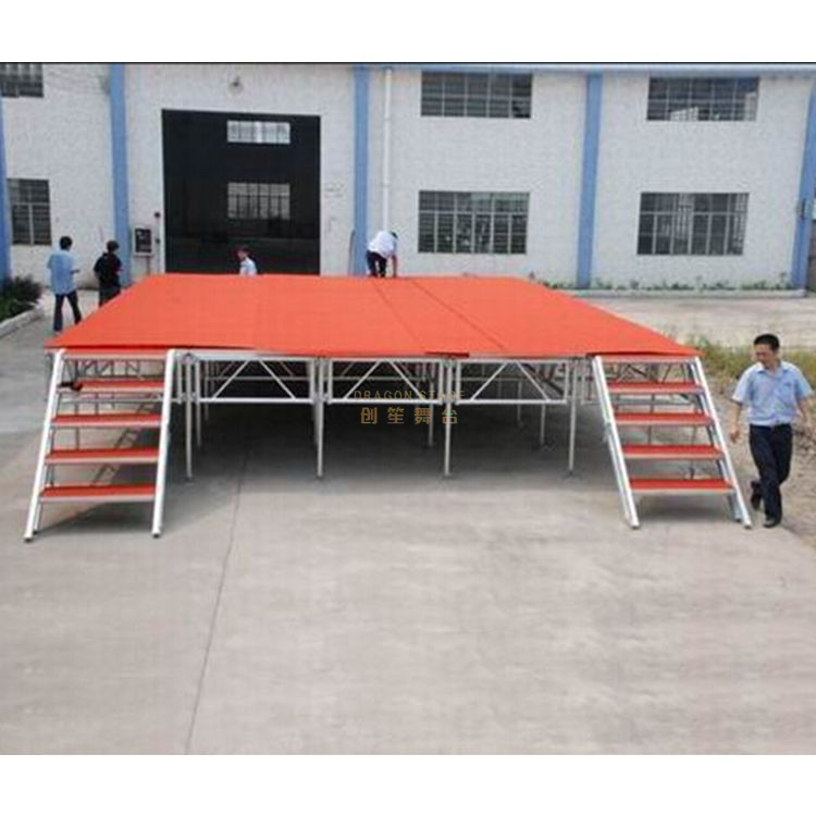 Global Truss Stage Deck 5x6m height: 0.6-1m red plywood deck with 2 stairs