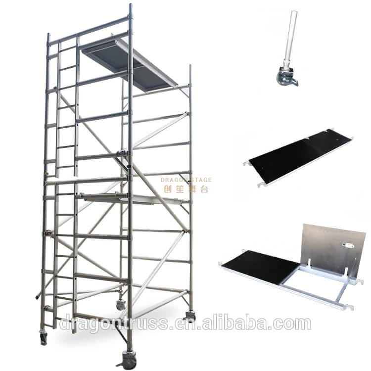 Mobile Portable Double Climb Ladder Scaffolding for Sale 5.22m