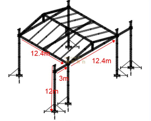 TUV Certificate 400mm Aluminium Mobile Spigot Assembling Stage Truss Roof Tower 12.4x12.4x12m