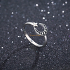 Women Zircon Sun And Moon Ring 925 Sterling Silver Black Custom Moon Star Adjustable Ring