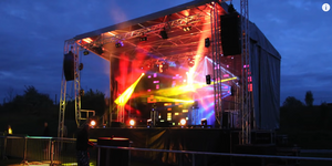 Outdoor Concert Stage Platform With A Shaped Roof Truss System