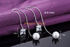 Wholesale fashion long silk thread 925 sterling silver diamond pearl earrings