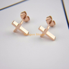 Cheap Wholesale Women Accessories Fashion Jewelry Stainless Steel Custom 18K Rose Gold Plated Simple Cross Stud Earring