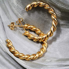 fashion jewelry stainless steel custom big twisted gold plated indian hoop earrings for women