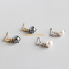 Custom 18K Gold Zircon White S925 Sterling Silver Drop Pearl Earrings