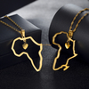 Women Men Jewelry Custom Cross Heart Stainless Steel African Queen American18k Gold Plated Africa Map Pendant Necklace