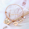 Fashion Women Inspiration Jewelry Silver Rose Gold Plated Adjustable Bangle Bracelet Stainless Steel Diy Charm Bracelet