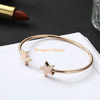 Custom Engraved Star Blank 18K Gold Plated Heart 316l Stainless Steel Cuff Bracelet Bangle