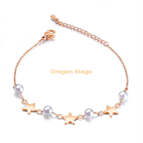 fashion stainless steel jewelry star pearl adjustable bracelet for women