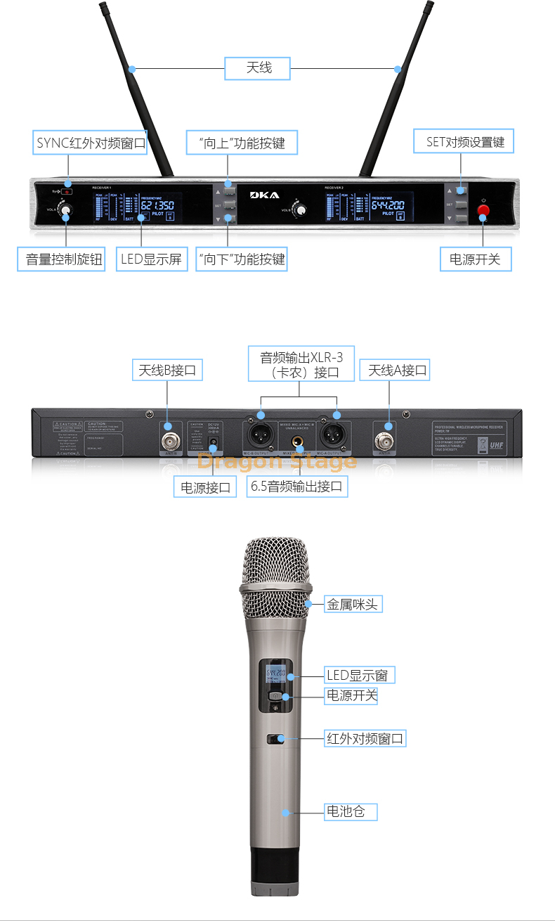 details of Professional wireless microphone outdoor performance stage KTV conference room one with two microphones household karaoke singing (4)