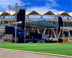 Custom Sports Center Concert Event Stage Truss with Saddle Roofs Speaker Towers And Led Screen Frame Work