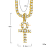 Hiphop Jewelry Unisex CZ Diamond Ankh Key Necklace Tennis Chain