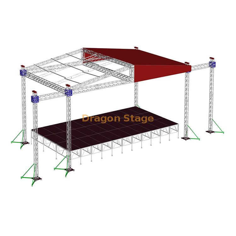 Outdoor Professional Aluminum Sound And Light Truss System 8x8x7m Wings 2m