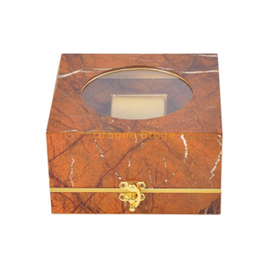 High End Custom Marble Round Edge Single Watch Wooden packaging Box