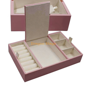 Custom wooden pu leather velvet jewelry leather gift box with drawer