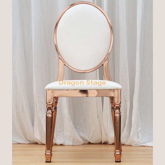 Modern Minimalist Hotel Banquet Chairs, Restaurant Electroplated Rose Gold Round Back Chairs, Iron Art Dining Chairs, Metal Chairs, Hotel Dining Chairs