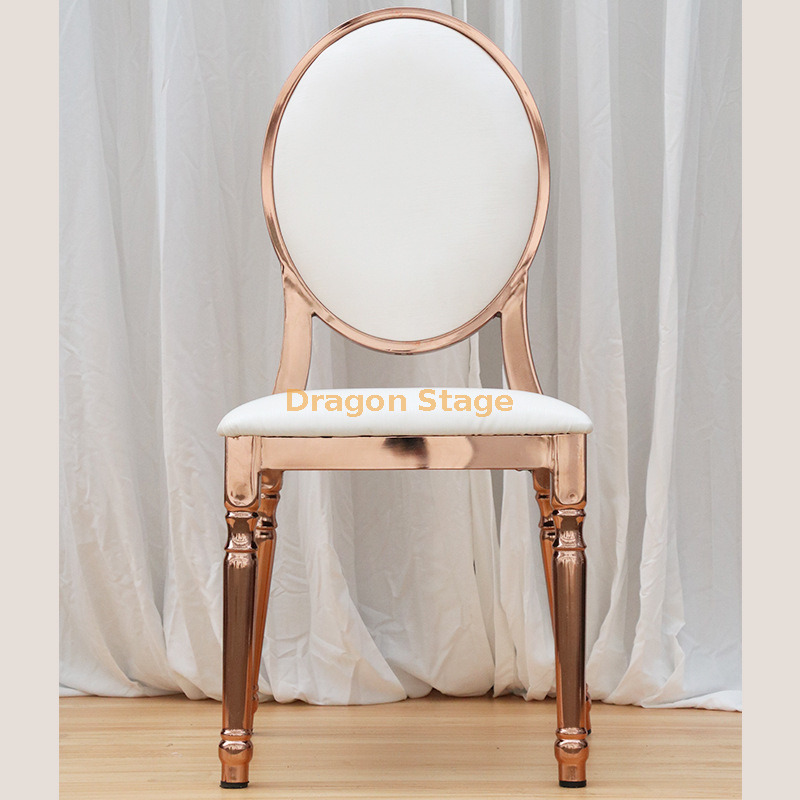 Modern Minimalist Hotel Banquet Chairs, Restaurant Electroplated Rose Gold Round Back Chairs, Iron Art Dining Chairs, Metal Chairs, Hotel Dining Chairs