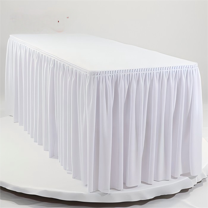 white pleated stage skirting