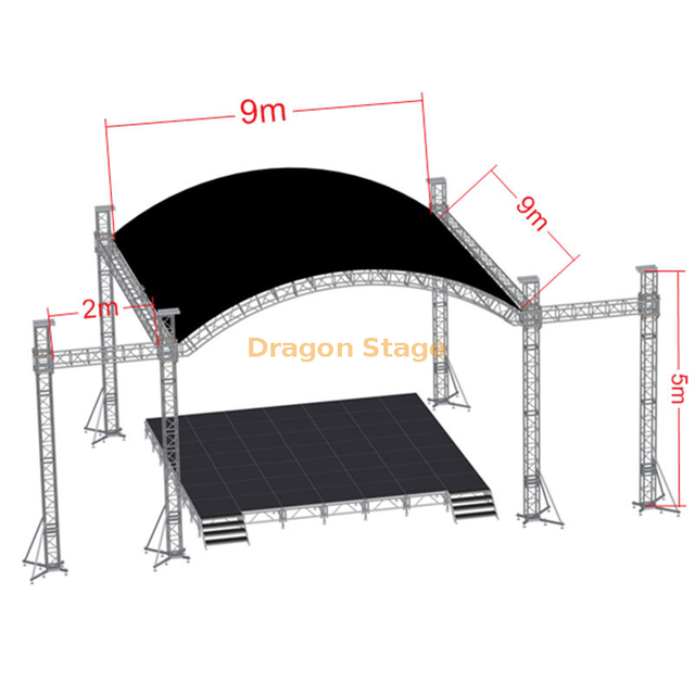 Line Array Stage Curved Roof Trusses 9x9x5m