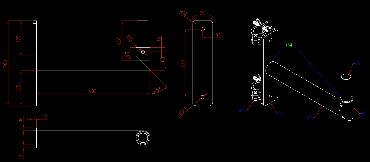 drawing for Truss Tower Stand Vertical Attachment Speaker Mount Aluminum Truss